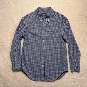 Ralph Lauren Youth 10/12 Long Sleeve Dress Shirt Blue & White Plaid